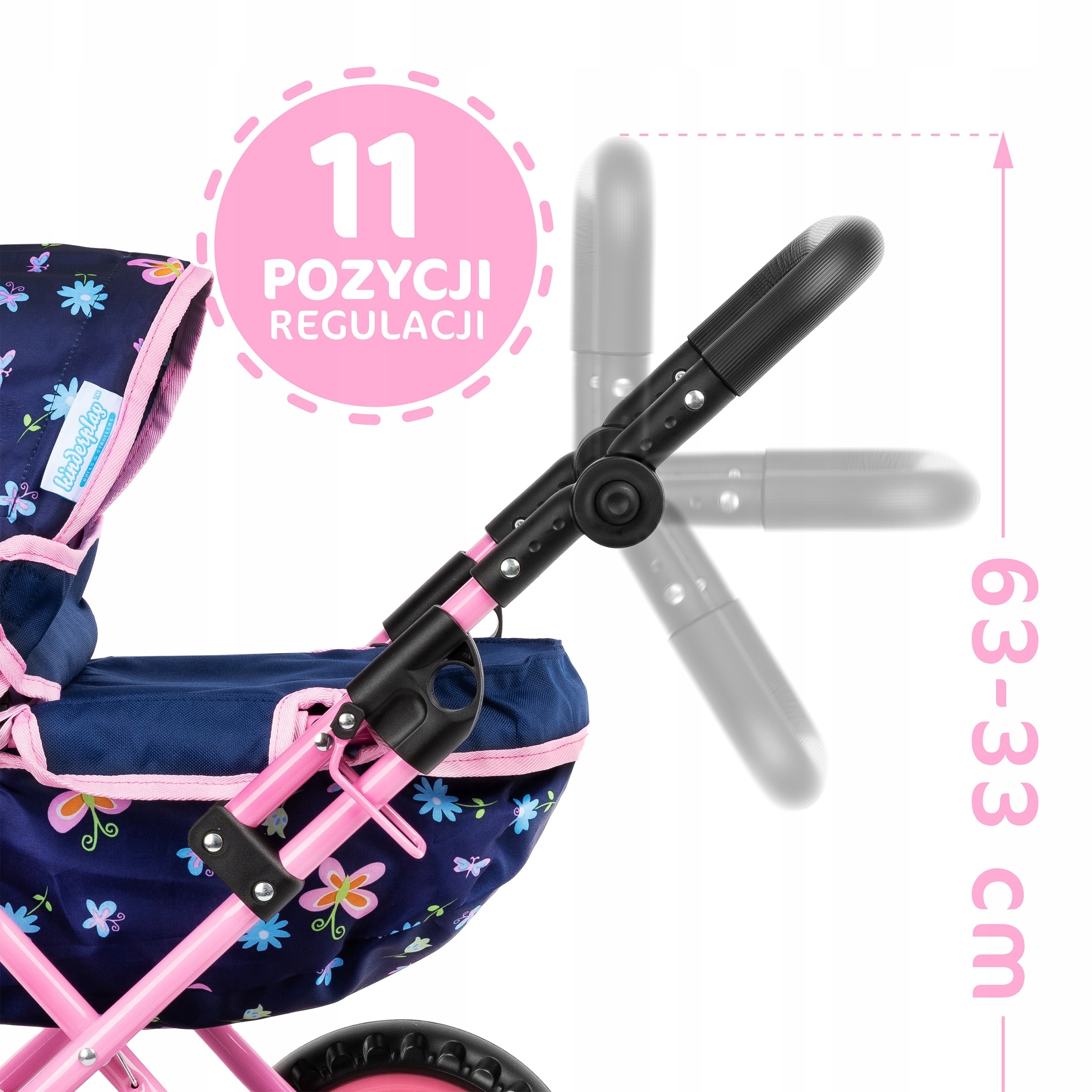 KINDERPLAY WÓZEK DLA LALEK GŁĘBOKI GONDOLA SKŁADANY TORBA REGULOWANA RĄCZKA Kod producenta KP0262I