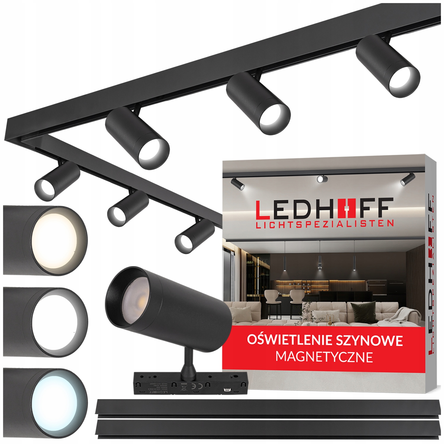 Magnetická Led lišta 2x 1 m 6x bodová lampa 20 W Spot 3 Farby Svetla