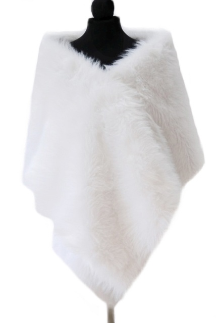 Futerko ślubne białe szal ślubny biały futrzany 170cm do sukienki ślub