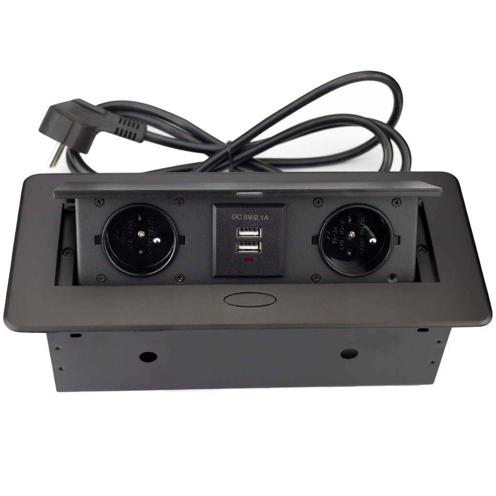 GNIAZDO CHOWANE W BLAT ALU WPUSZCZANE NABLATOWE MEBLOWE + 2x gniazdko USB Typ gniazda Gniazdo Listwa