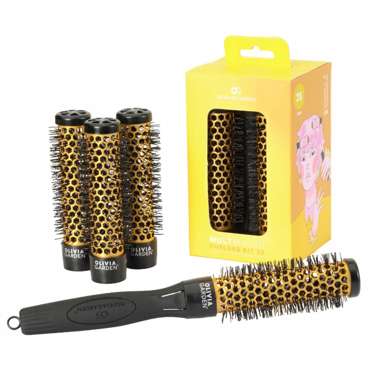 Olivia Garden Multibrush Curlers Kit zestaw szczotek do włosów 25mm 4 szt