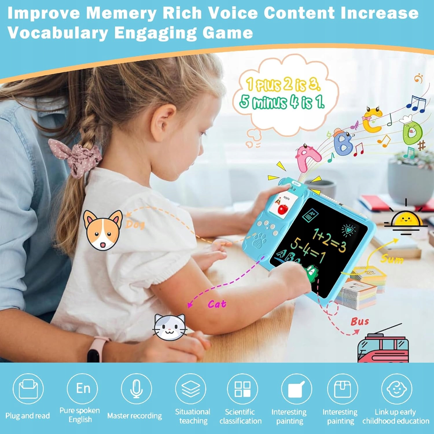 KARTY CZYTNIK DO NAUKI ANGIELSKIEGO interaktywna dla dzieci 224 karty słowa Wiek dziecka 3 m +