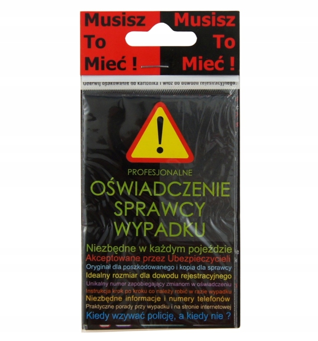 GOTOWE OŚWIADCZENIE SPRAWCY WYPADKU KOLIZJI FV Numer katalogowy producenta 59180