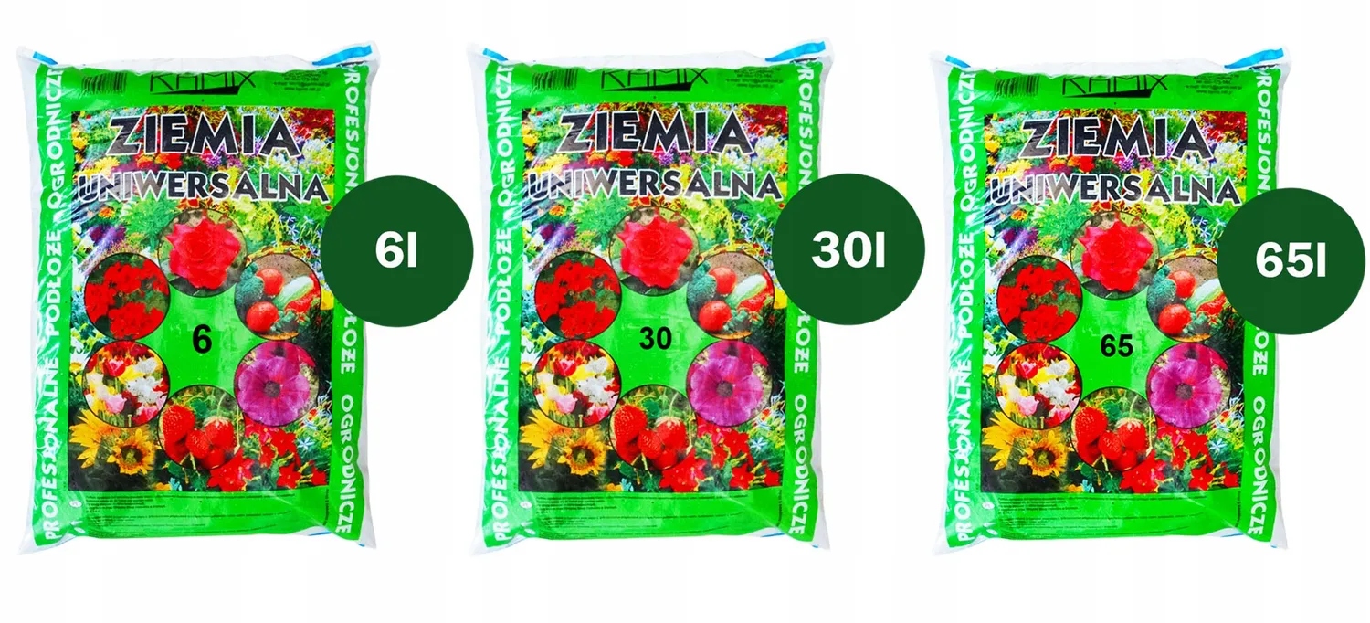 ZIEMIA DO KWIATÓW WARZYW UNIWERSALNA WYSIEW OGRODOWA PODŁOŻE TORF NAWÓZ 65L pH 5.5-6.5