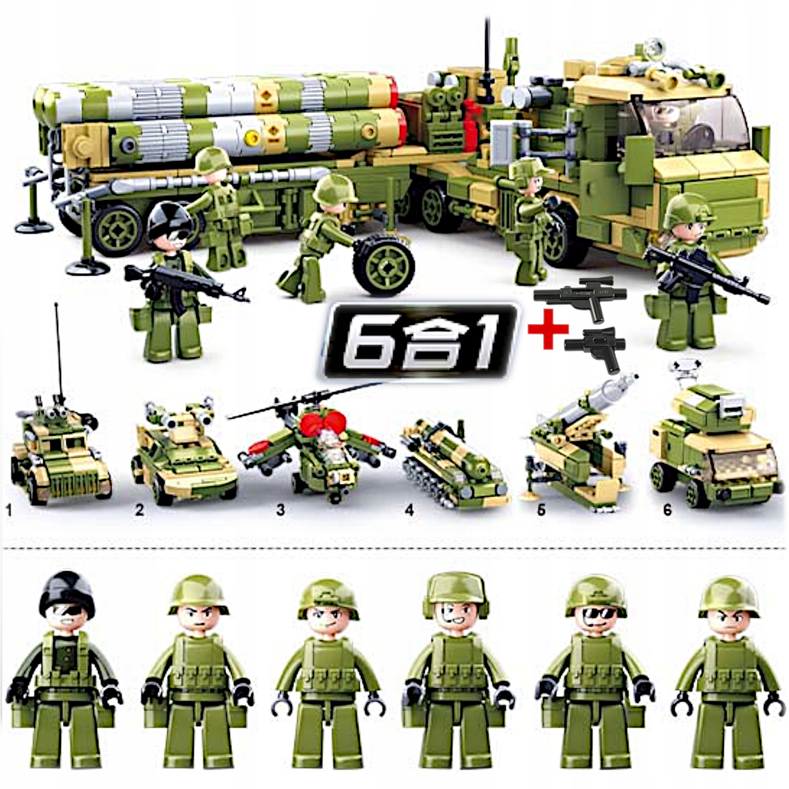 Stavebnice Kamionová Raketa Systém S-400 6 v1 Balení+6 Figurek+ Lego Zbraň