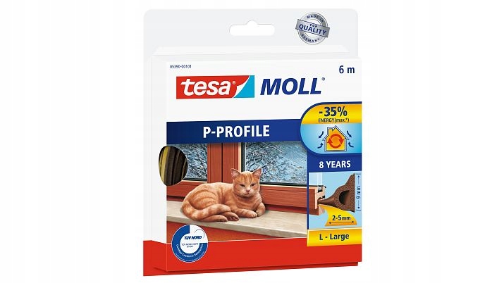 

Tesa 5390 Uszczelka gumowa Profil P 6m/9mm Brązowa