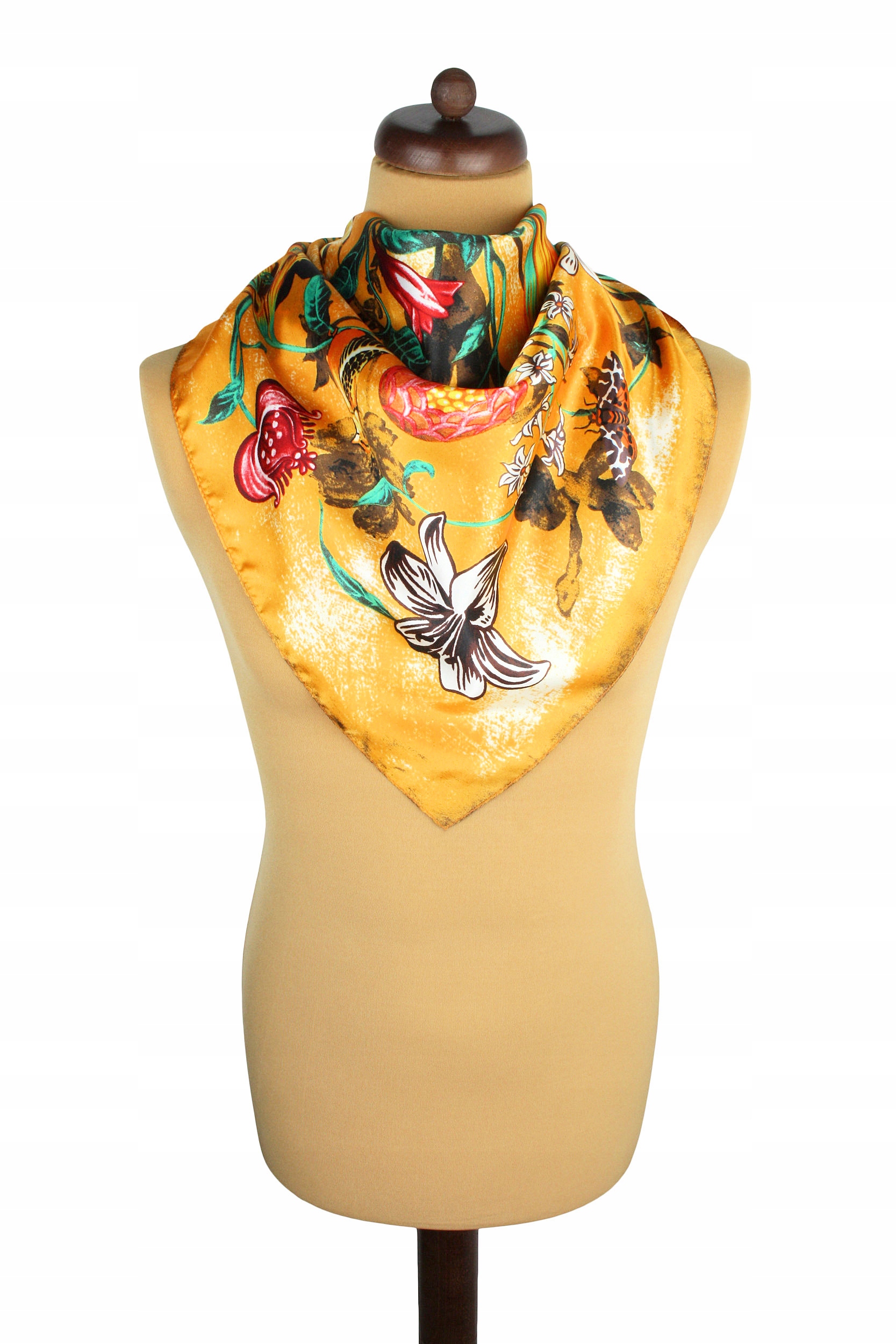 CHUSTA APASZKA DAMSKA ŻÓŁTA W KOLOROWE KWIATY Rodzaj apaszka