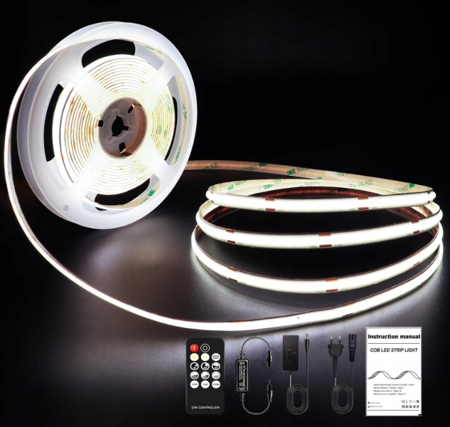 Led páska Roukle 8 mm Cob 6000 K 10 m, stmívatelná, 24 V, světlá