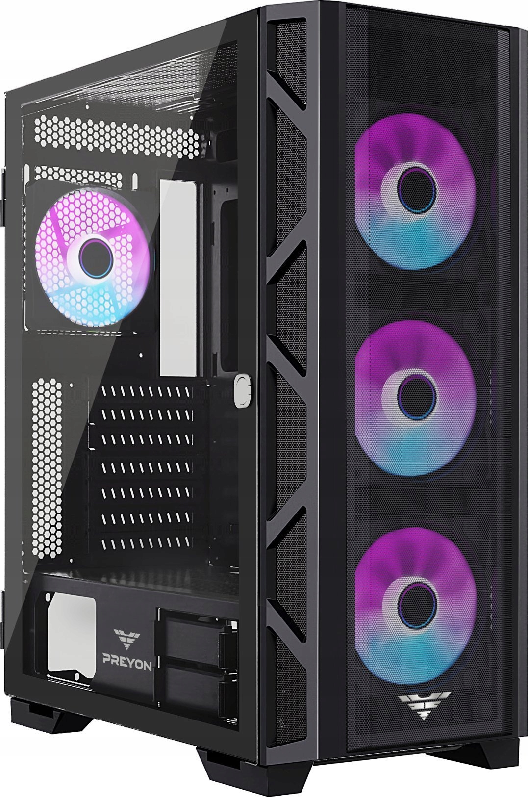 Skříň pro Pc Preyon Nest Meshy+ černá midi Atx 4 x Argb