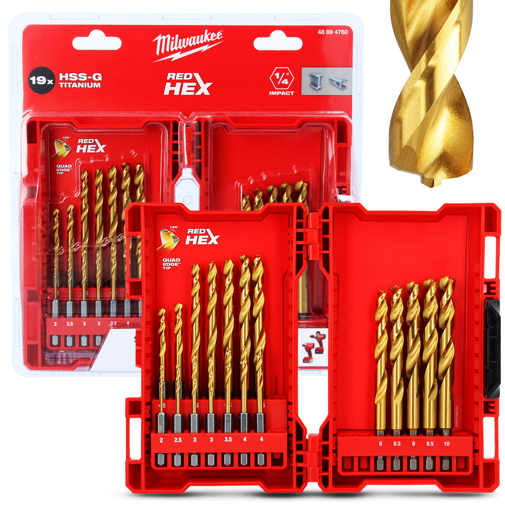 

Wiertła Tytanowe Metalu Hss-g TiN 19el Milwaukee