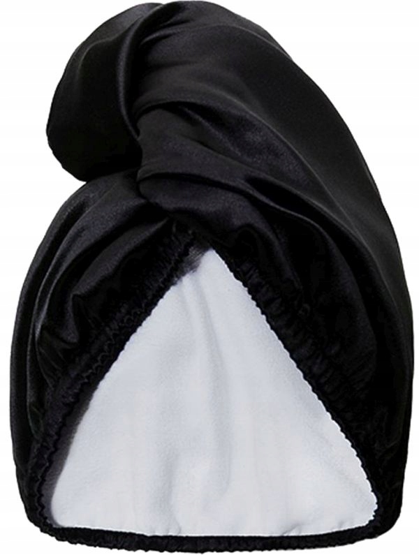 Glov Vlasový Wrap Satine Saténový Turban Na Vlasy Černý