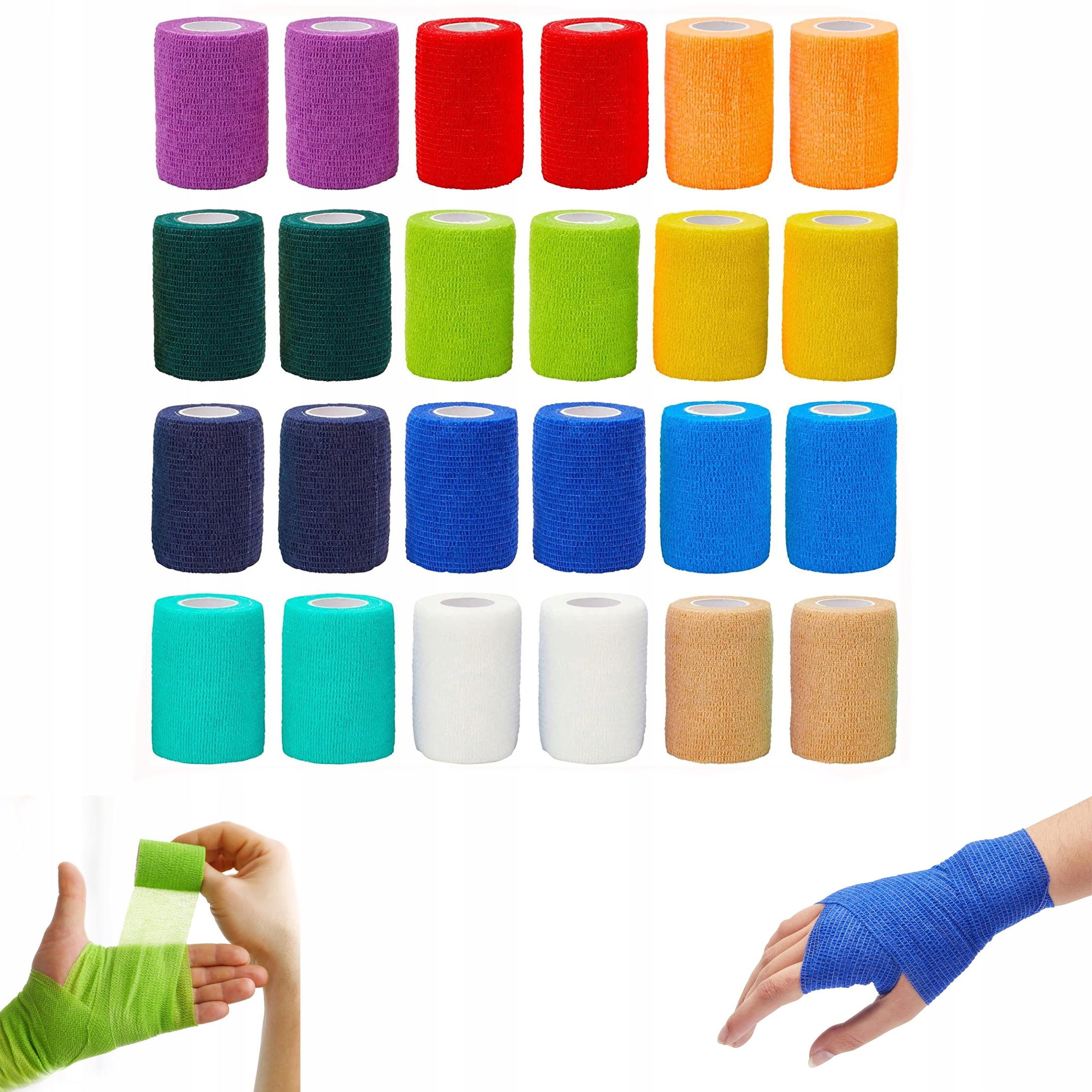 24SZT Bandaż Kohezyjny Opatrunek Samoprzylepny 7,5CM x 4,5M