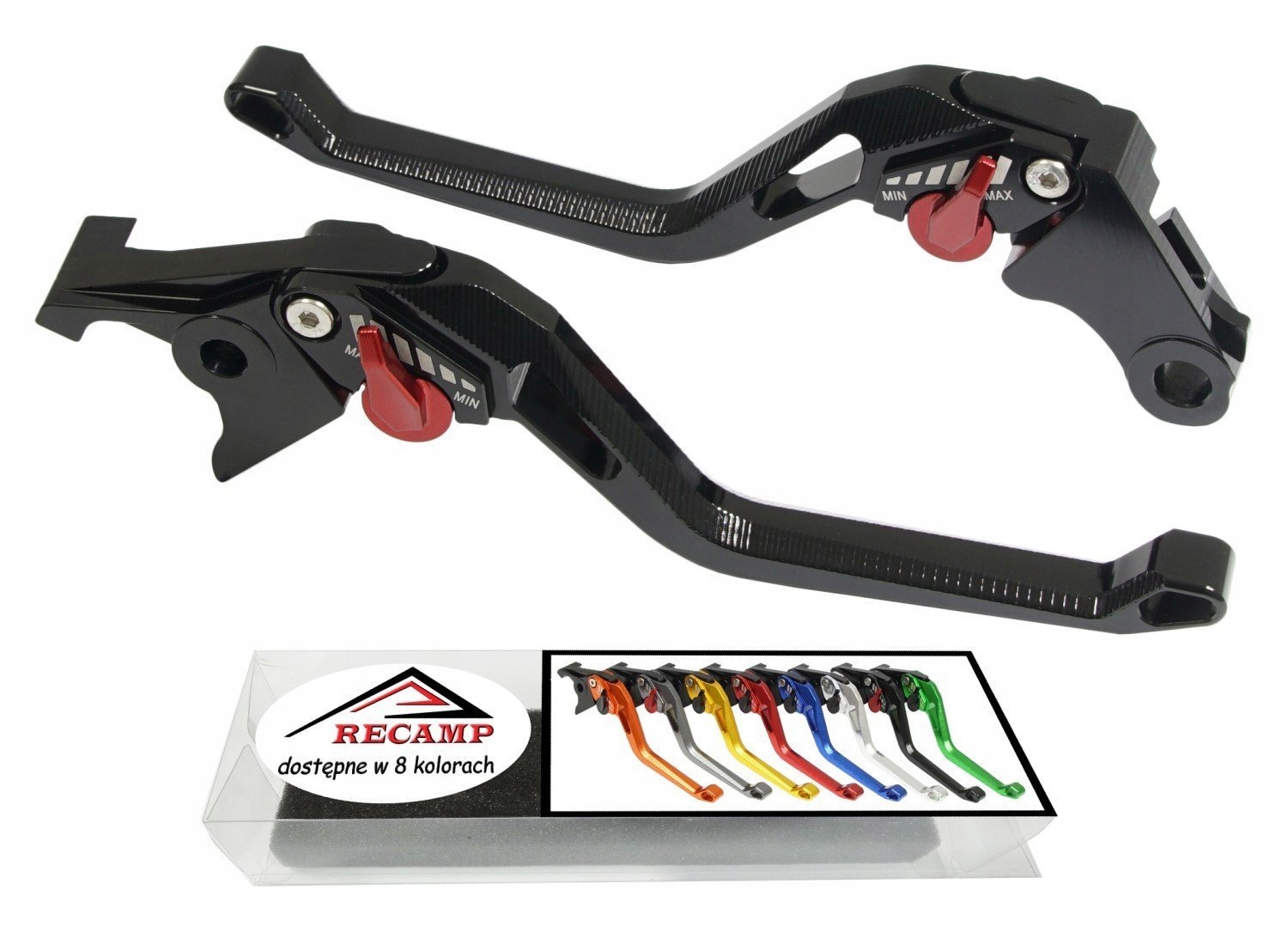 DŁUGIE KLAMKI 5D sportowe CNC dźwignie czarne Kolor czarny