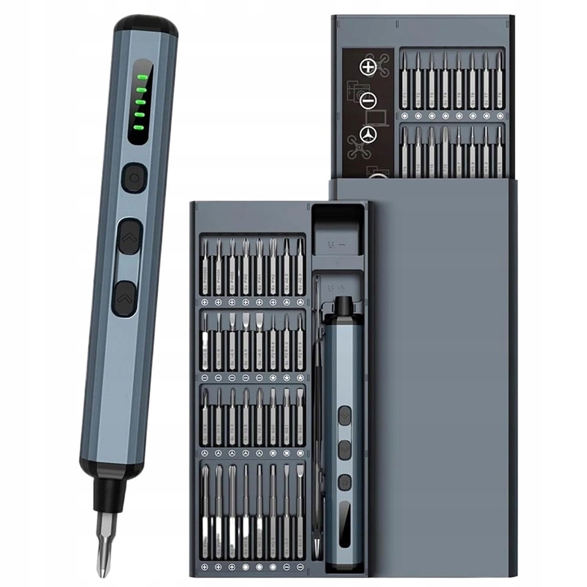 Zestaw Wkrętak Akumulatorowy Śrubokręt Elektryczny Prezycyjny 68 Bitów Etui