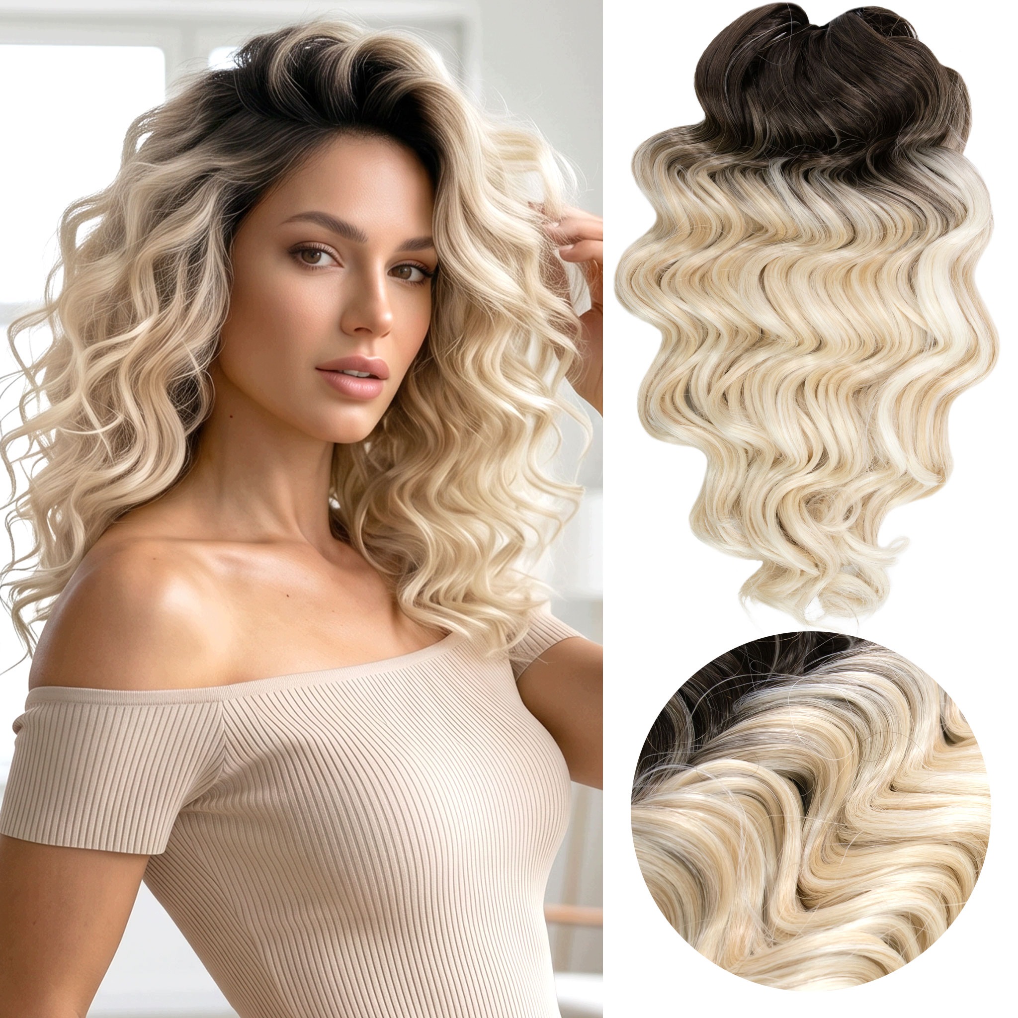 Syntetické vlasy s vlnami Afroloki Amelia Pro 30 cm 200 g blond balayage odrost