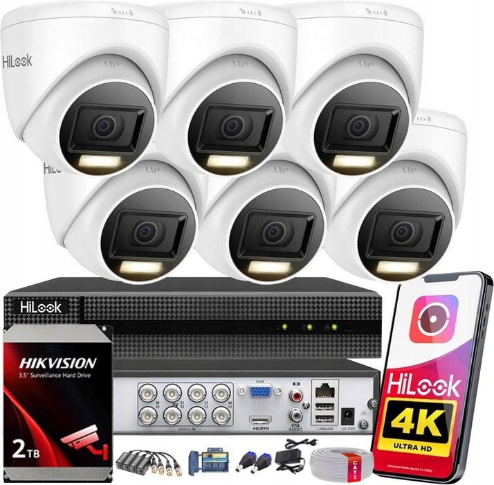 Monitorovací sada Hikvision Venkovní 6 kamer 8MPx 4K HiLook Ahd Disk 2TB