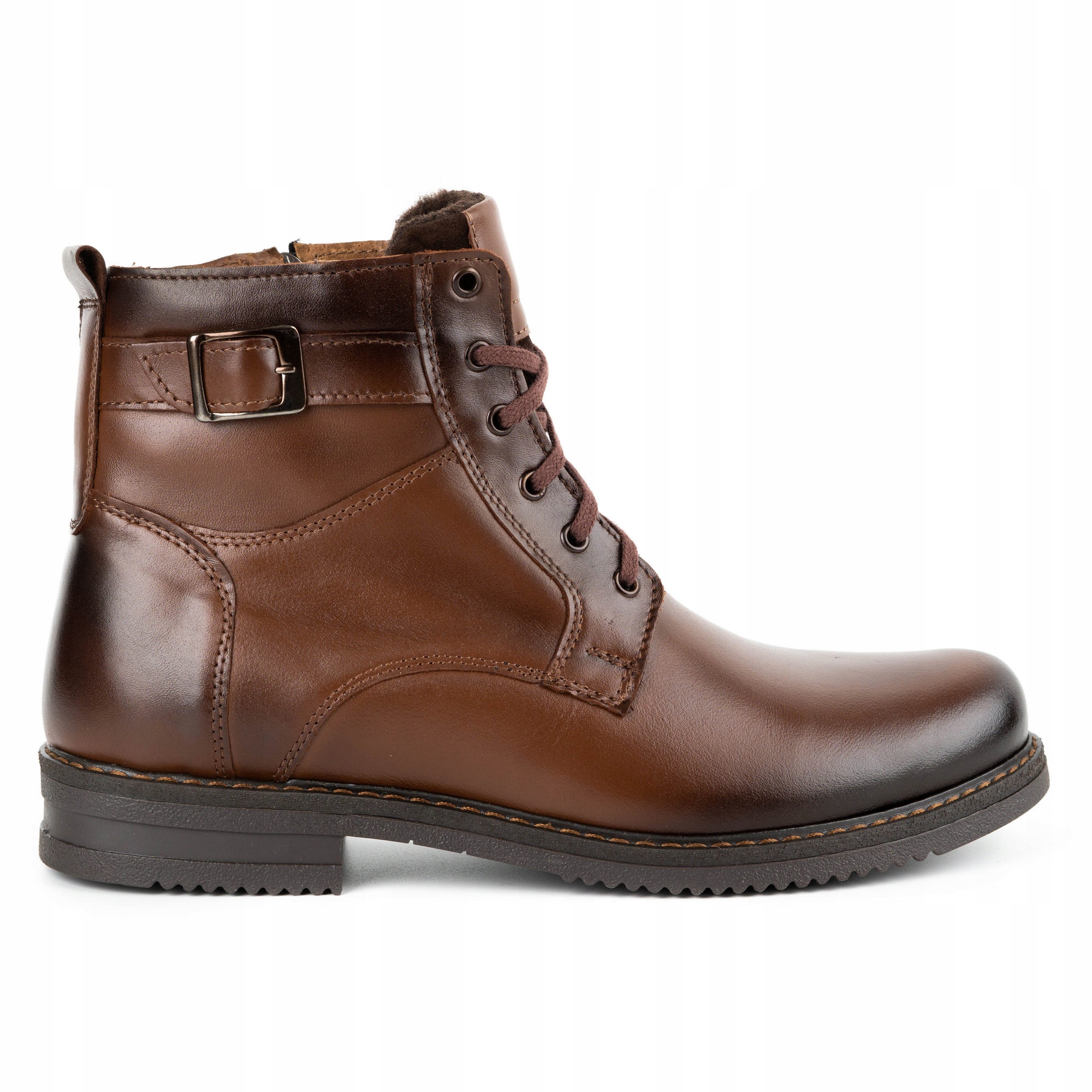 

Buty zimowe meskie skórzane 953MA brązowe 41