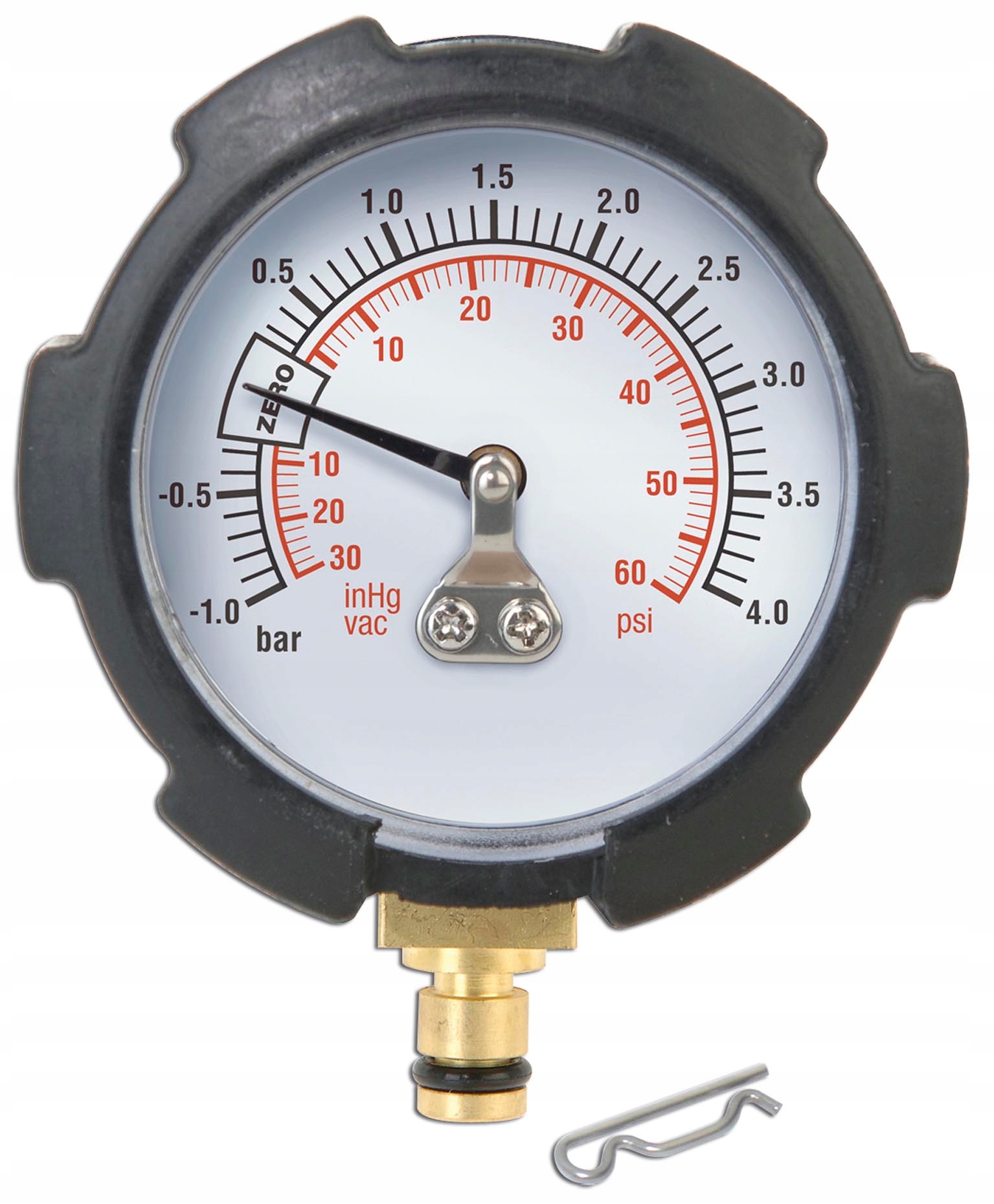 Манометр -1 до 4 бар прорезиненный fi 65 мм MITYVAC