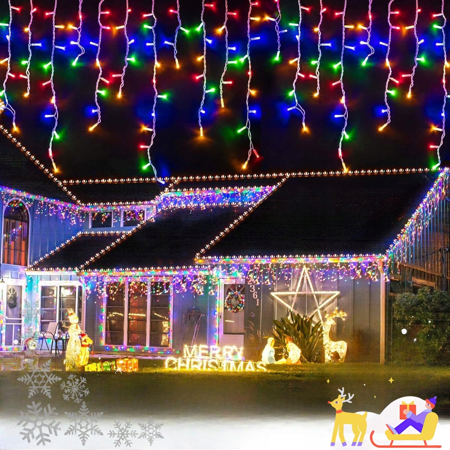INTERGO KURTYNA GRILANDA ŚWIETLNA ZEWNĘTRZNA LAMPKI WODOODPORNE 10M 400 LED — miniatura 9