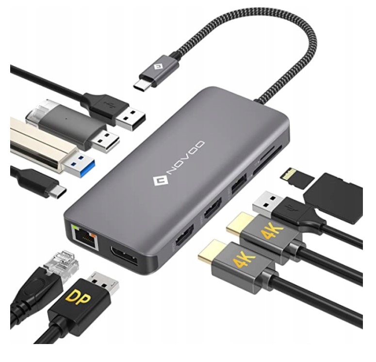 Novoo RM11 Pro Koncentrator Hub 11w1 Hdmi 4K Ethernet Pd 4 Usb