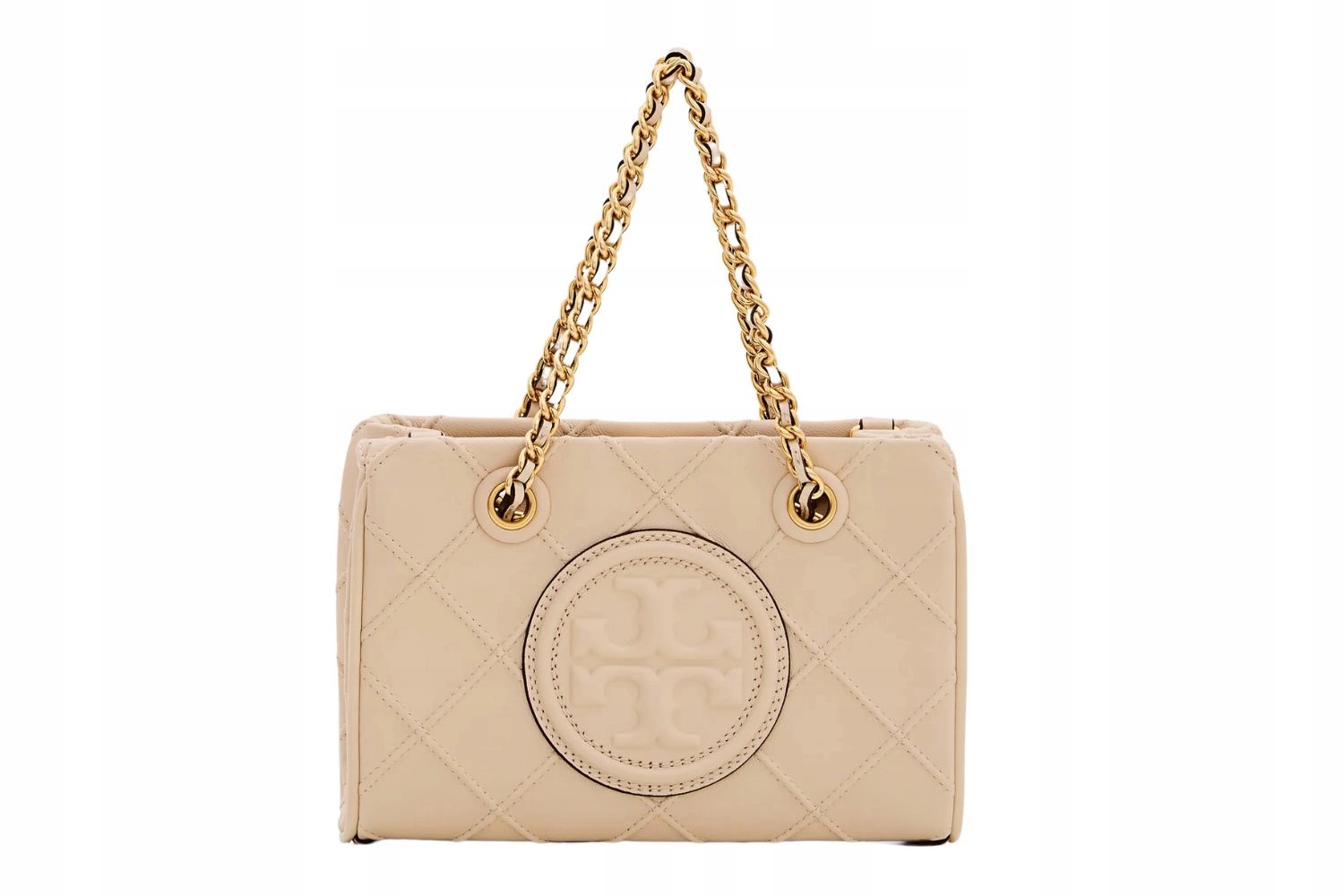 Taška Tory Burch Fleming Soft Mini Chain Tote béžová malá kožená