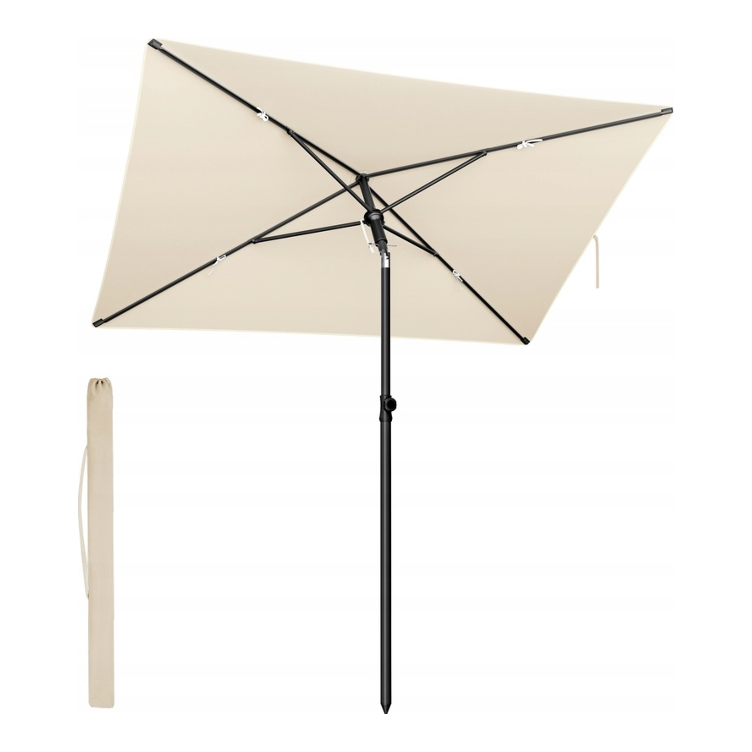 Obdélníkový balkonový slunečník 232 x 149 cm béžový, Uv ochrana