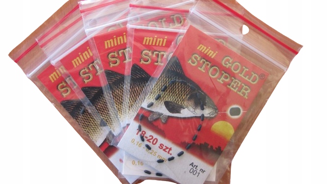 5 x Stoper Gumowy Stoper Gold S Mini Na Żyłkę O Średnicy 0,16-0,25mm