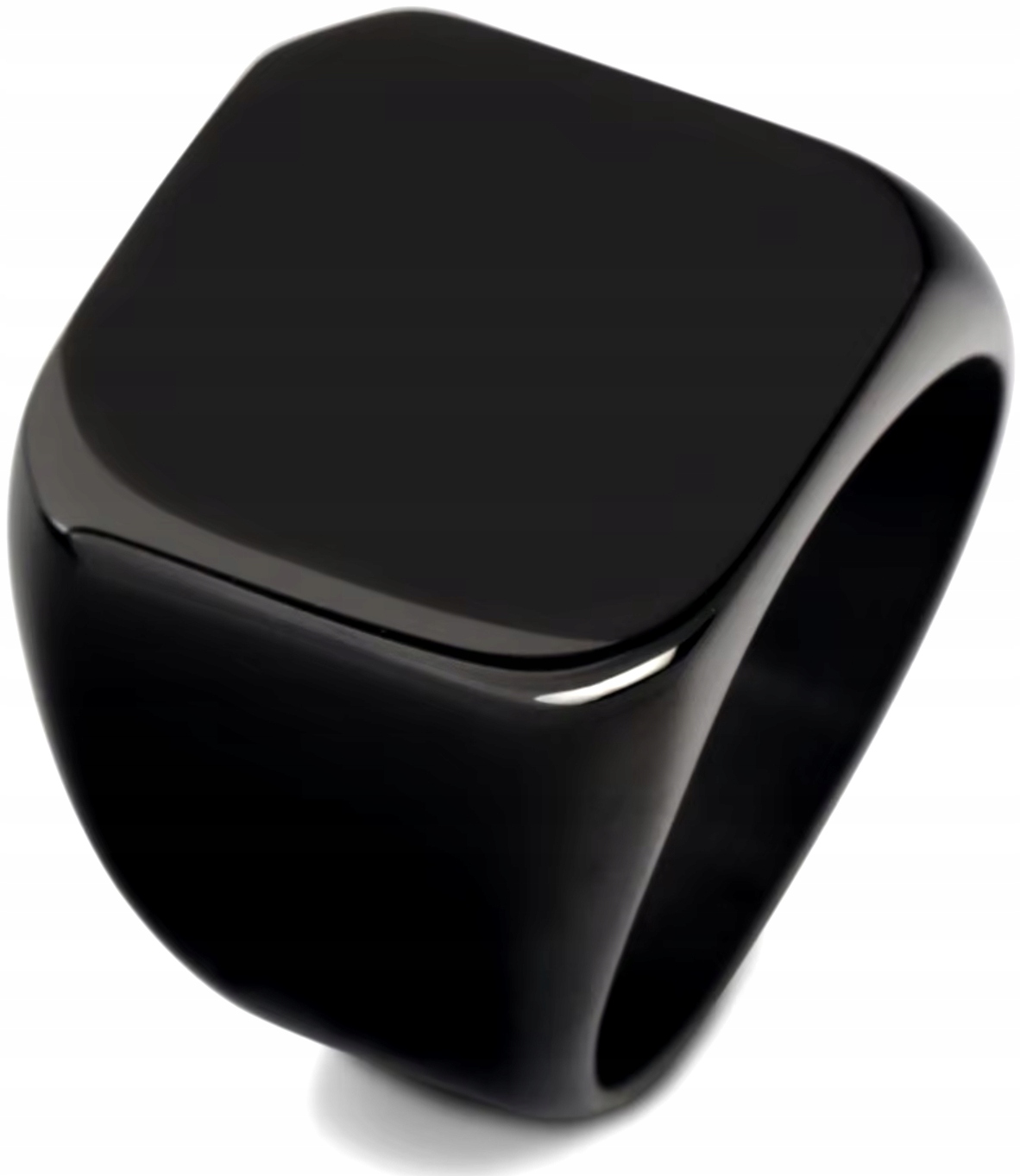 Černý Sygnet Luxusní Elegantní Minimalismus Čtvercový Ocel Ušlechtilá