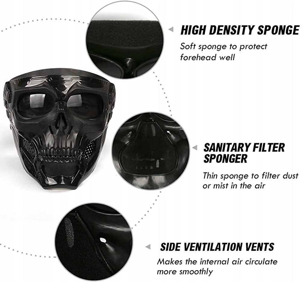 MASKA CZASZKI GOGLAMI GOGLE MOTOCYKLOWE OCHRONNE Model YLZ-761