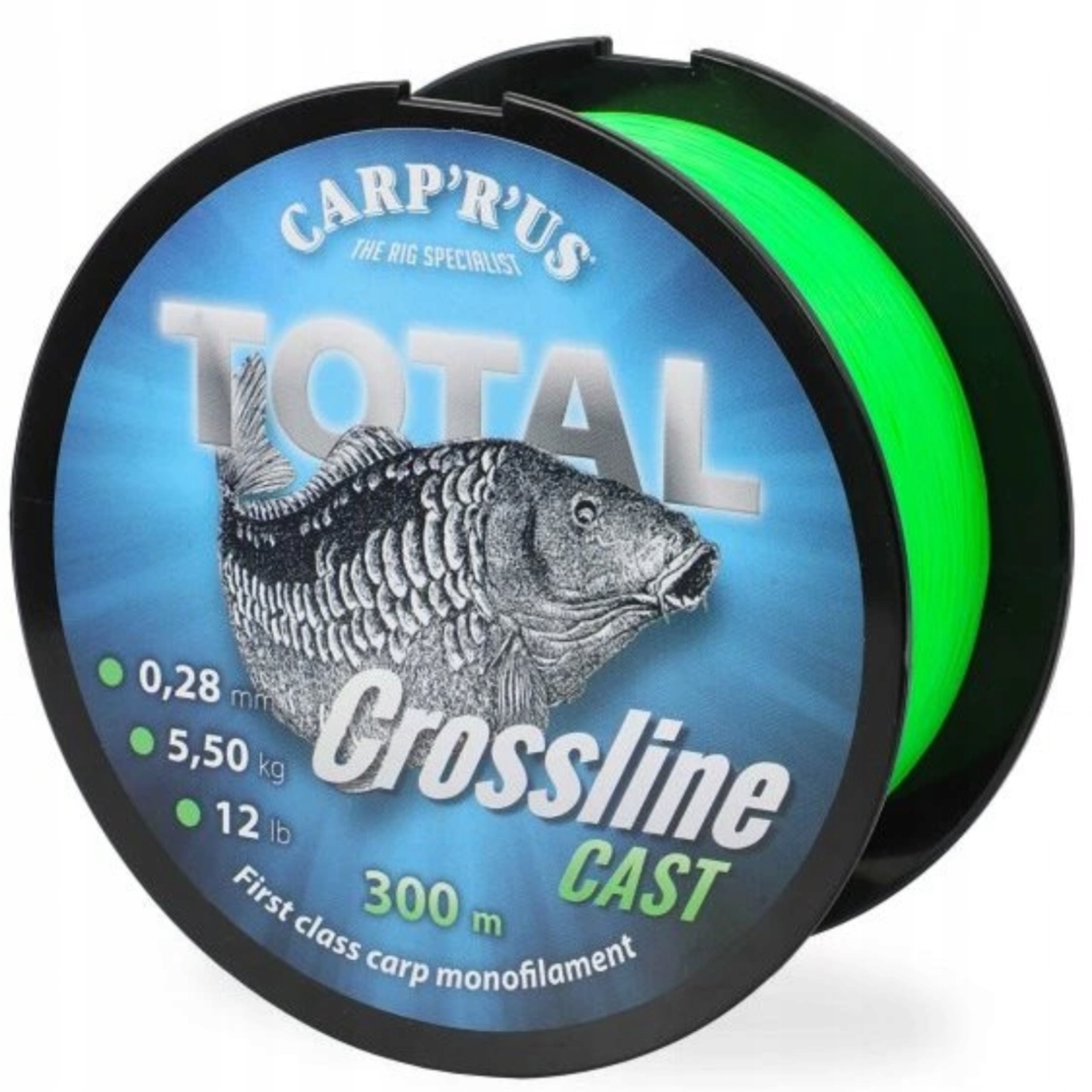 Vlasec Total Crossline Cast 0,30 mm 1200 m 15 lb Carp'R'Us Green