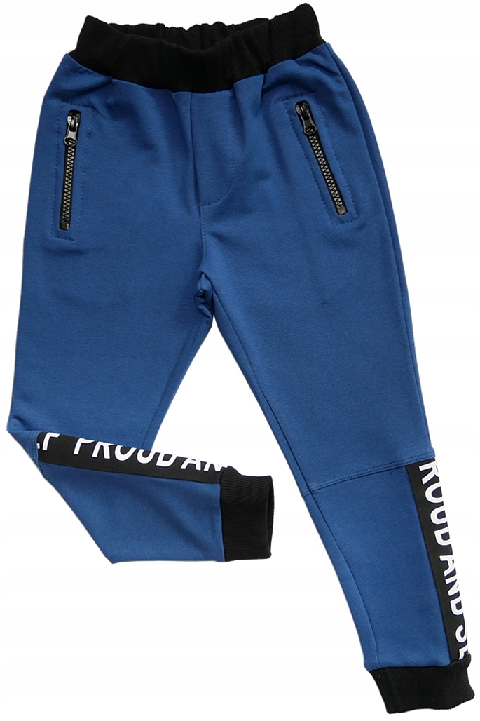 Chłopięce spodnie DRESOWE kieszenie na EKSPRES z LAMPASEM GAMET 170