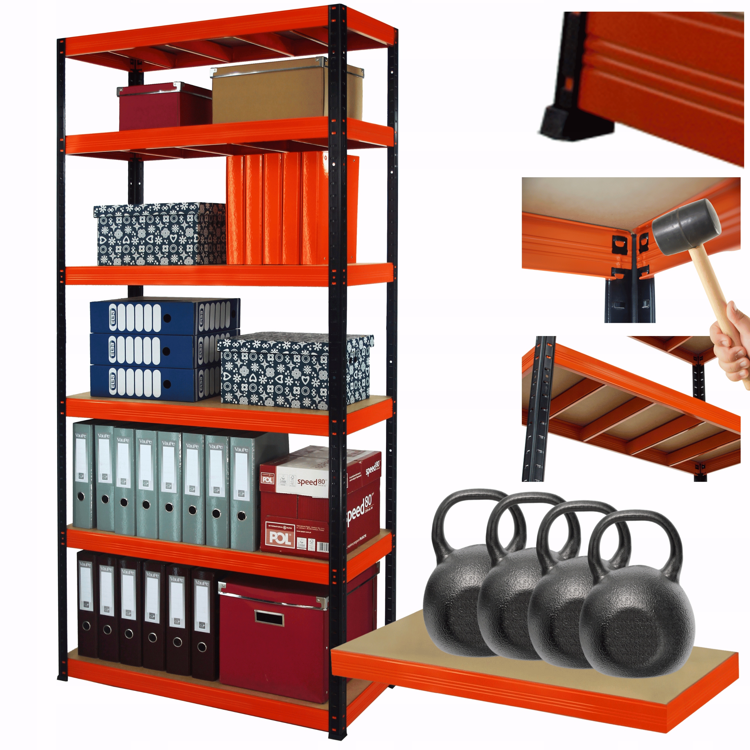 Dielenský regál kovový stojan Helios 196x100x30 cm 6Px400 kg Silný Poľský