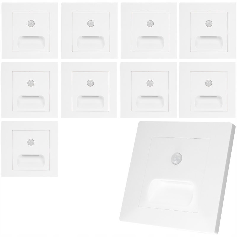 9x Oprawa Led Schodowa Lampka Z Czujnikiem Ruchu Zmierzchu 230V Puszka 60