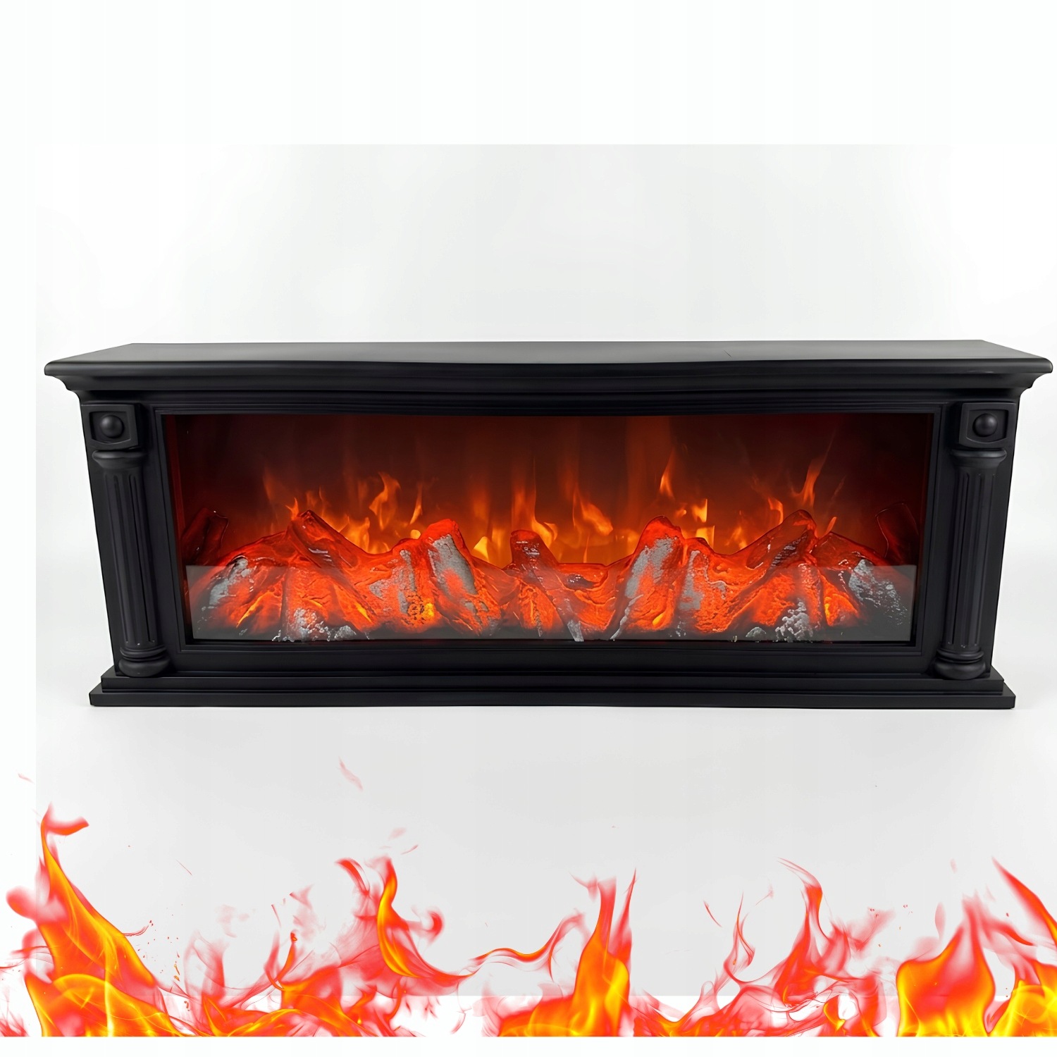 Led krb mantelpiece 58 cm černý hnědý efekt plamene