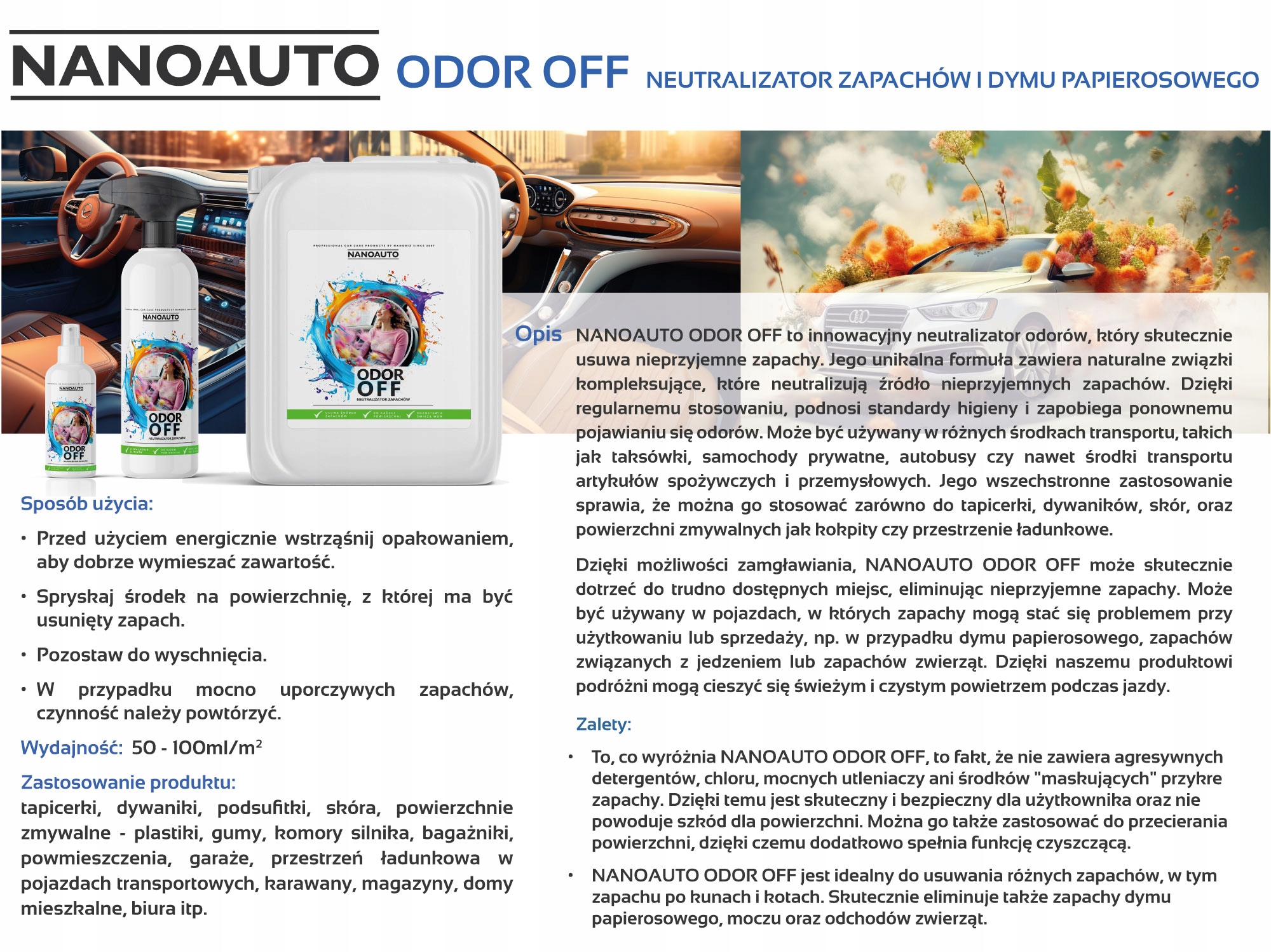 Odświeżacz neutralizujący zapachy NANOAUTO ODOR OFF 100ml Numer katalogowy producenta LS.06.100