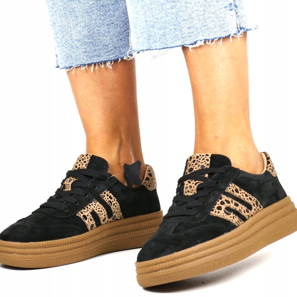 Černé Tenisky, Dámské Polobotky Z Kůže, Silná Podrážka, Módní Velikost 39