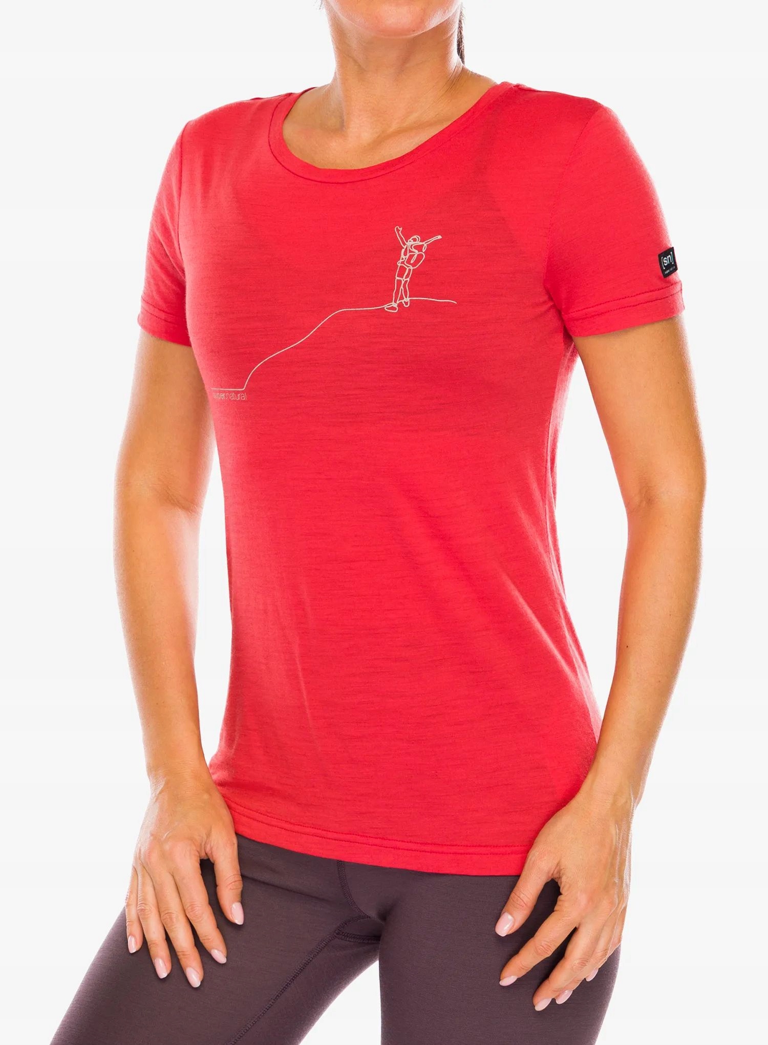 Dámské tričko s potiskem Super.natural Berggluck Tee aurora red/feathe