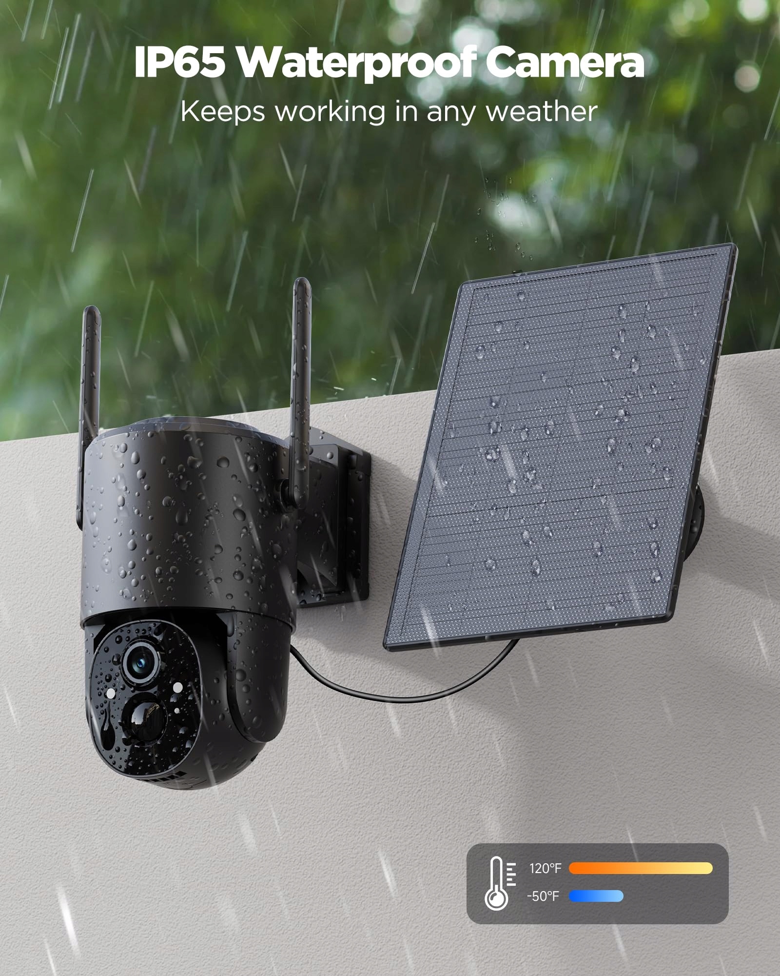 Kamera Zewnętrzna Yupboe 2K Solar Bezprzewodowa IP66 Pir Alarm 355°/100°