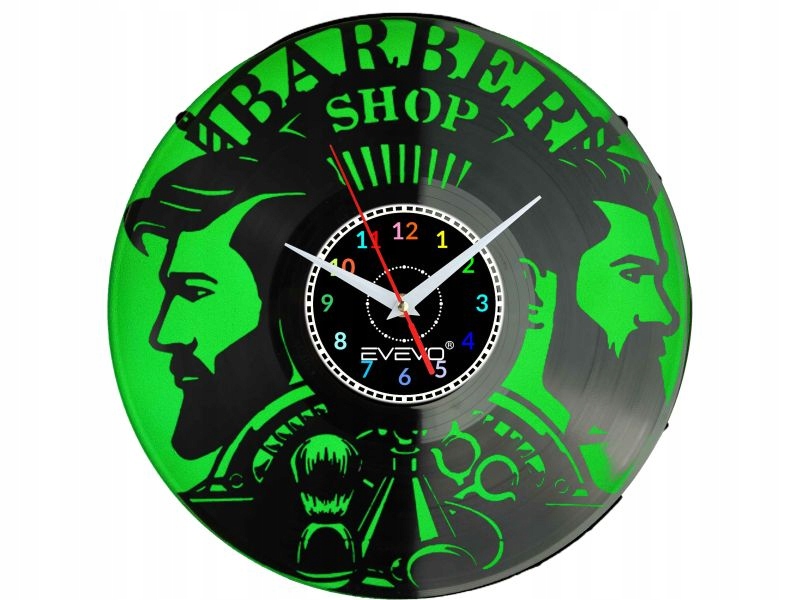 Barber Shop Golibroda Nainstalovat Nástěnné Hodiny Fluorescenční Pozadí Deska