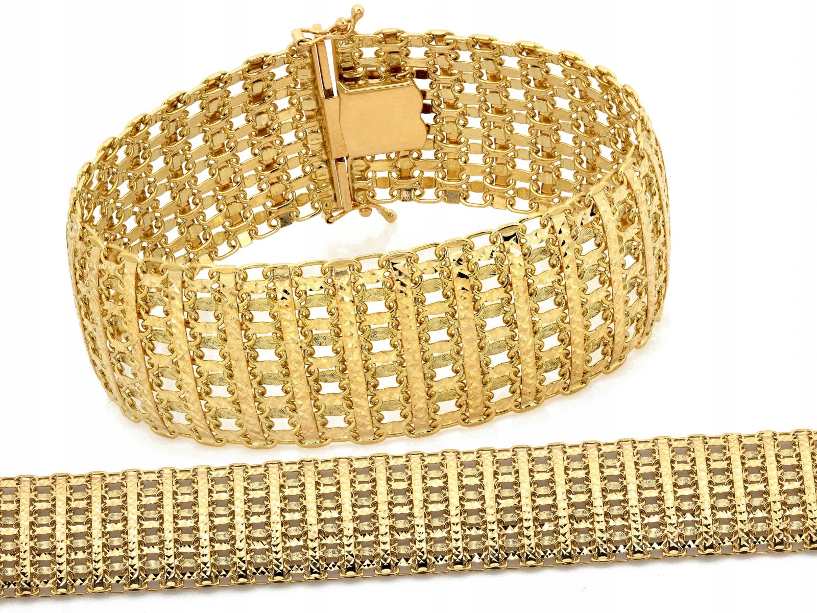 Zlatý náramek 585 Široký efektní pletený r20 Bismark 32.33g dárek