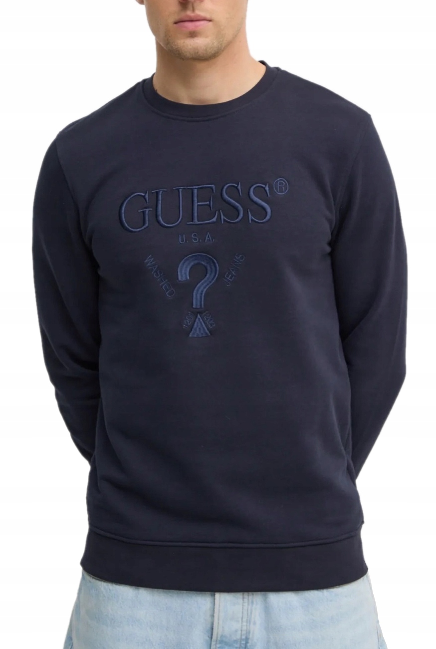 Guess tmavě modrá pánská mikina s vyšívaným logem a svetrem XL