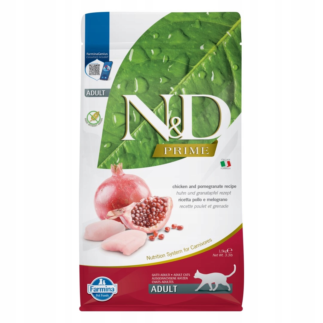Levně Farmina N&d Prime Adult 1,5 kg Suché Krmivo Pro Kočky Kuře s granátovým jablkem