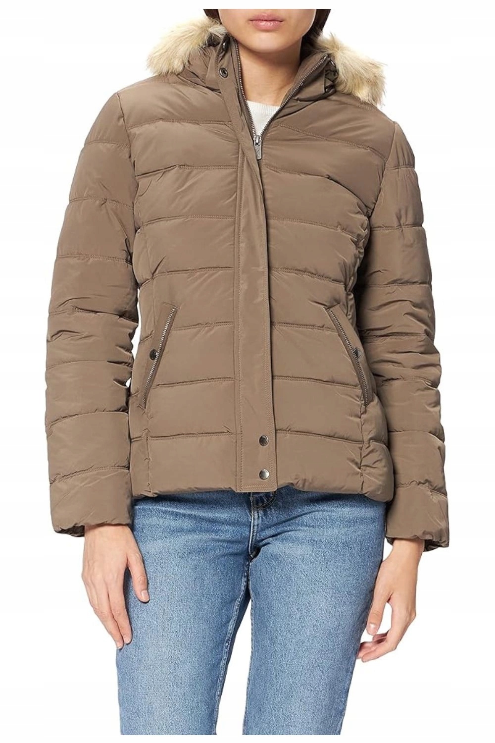 Dámská prošívaná zimní bunda Kaporal hnědá s kapucí teplá, vel. S