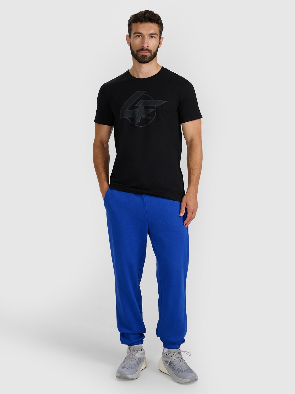 4F Pánské jogger tepláky modré, velikost M