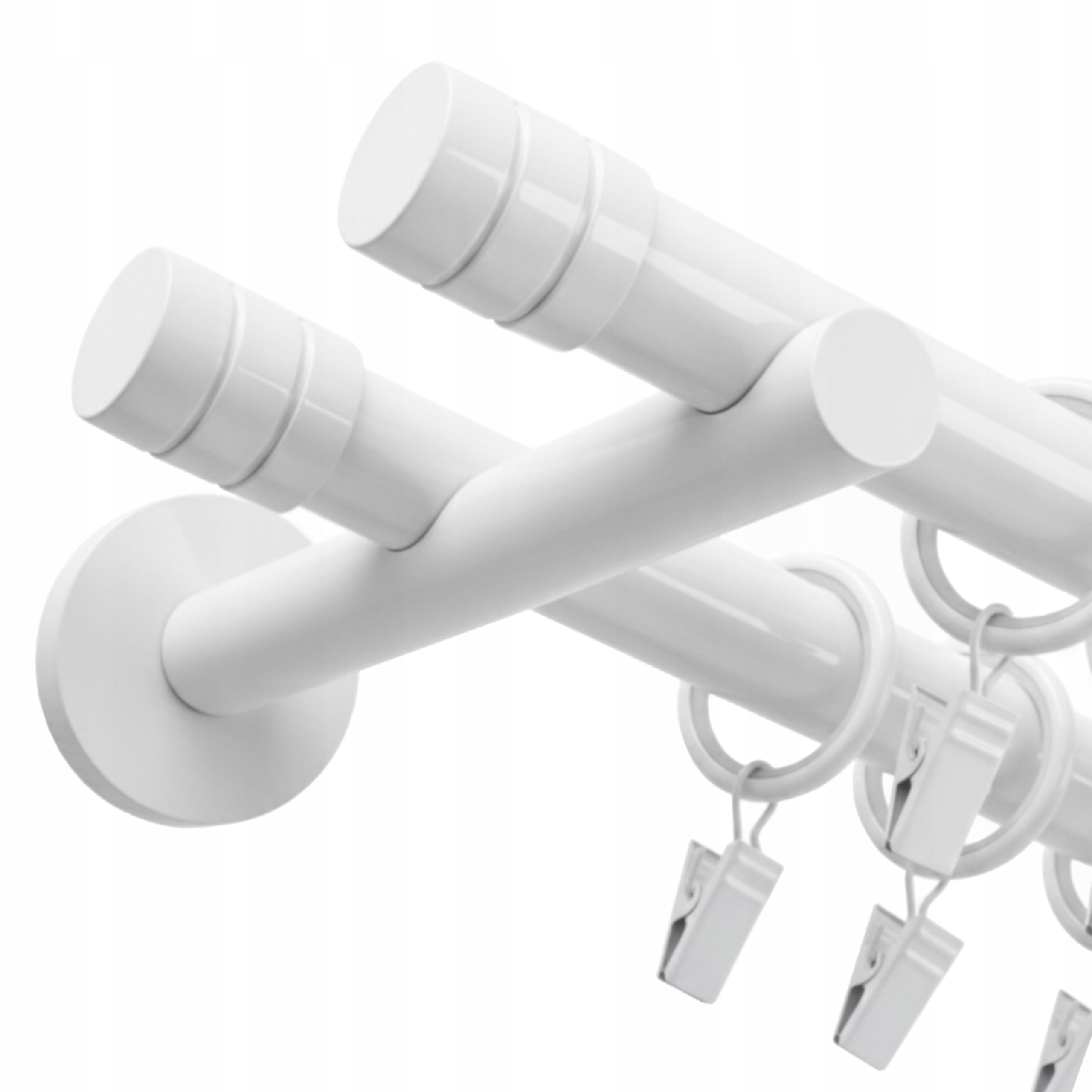 Garnýž Dvojitá Kovový 19 MM Bílý 200 CM Luna Fréza