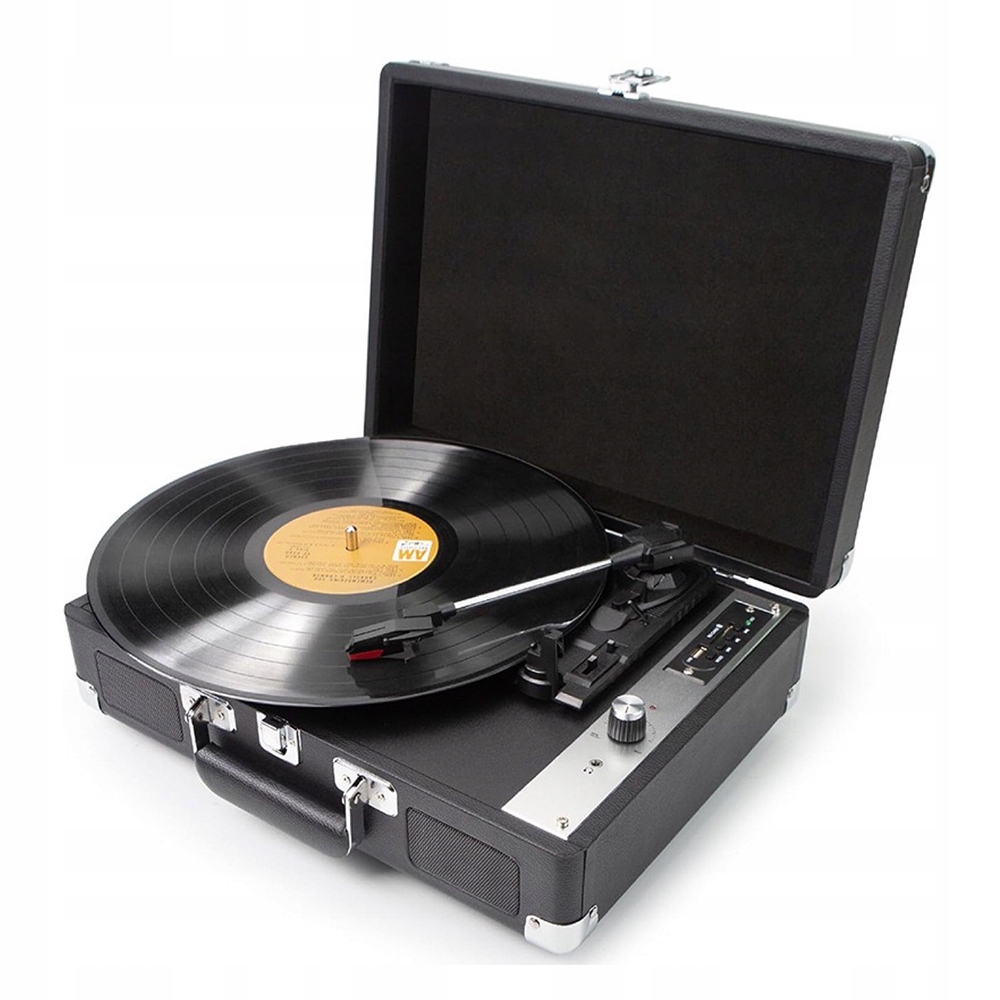 Gramofon w walizce z głośnikami stereo konwersja Aux Rca 7/10/12 cali