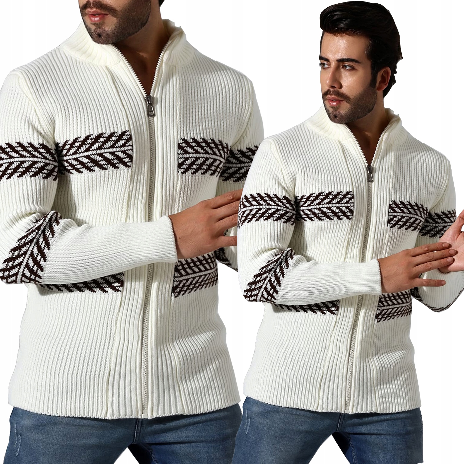 Pánský svetr Mikina Rolák Stojáček Silný Teplý Vlna na zip