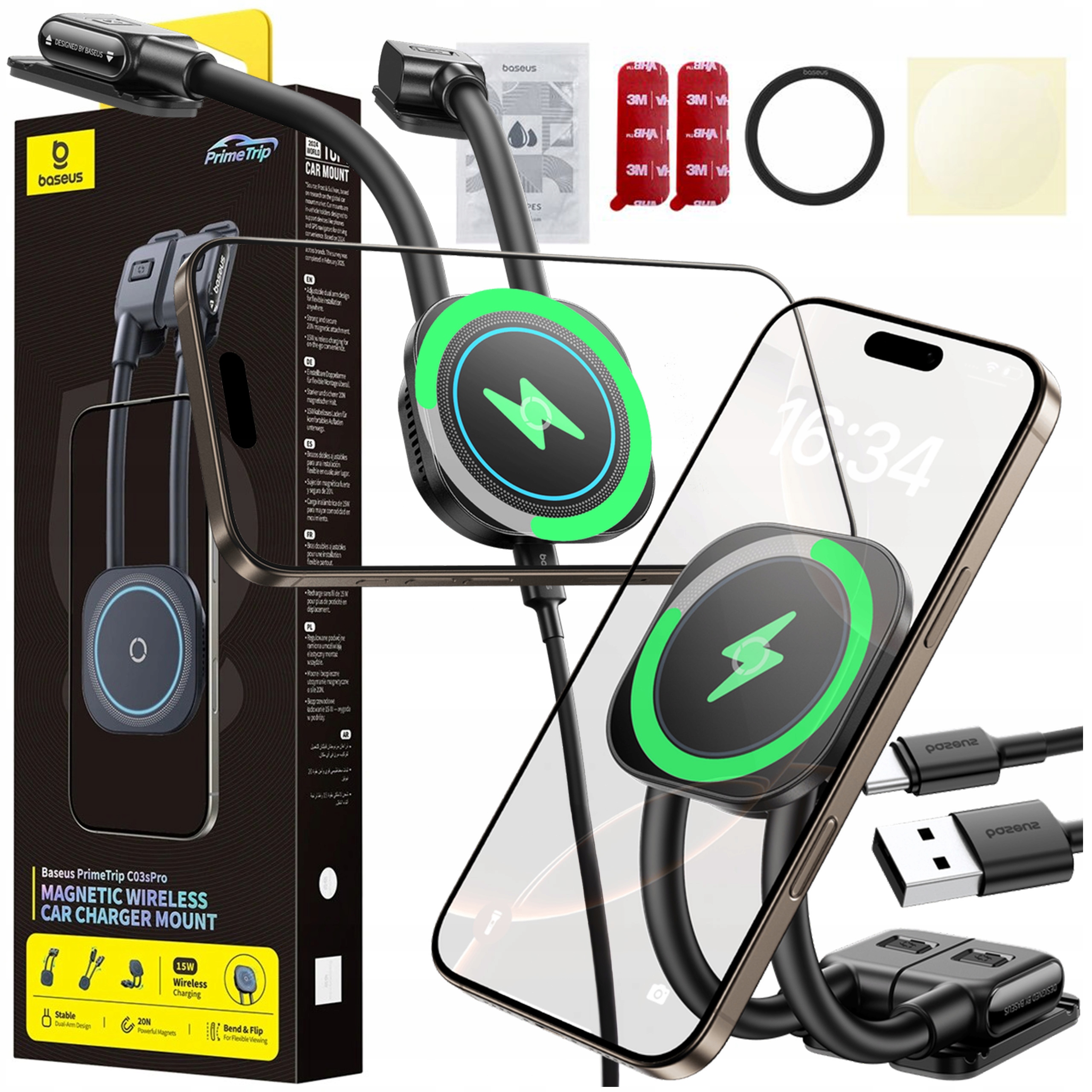 Baseus Uchwyt Samochodowy Magsafe Magnetyczny Z Ładowarką Indukcyjną 15W