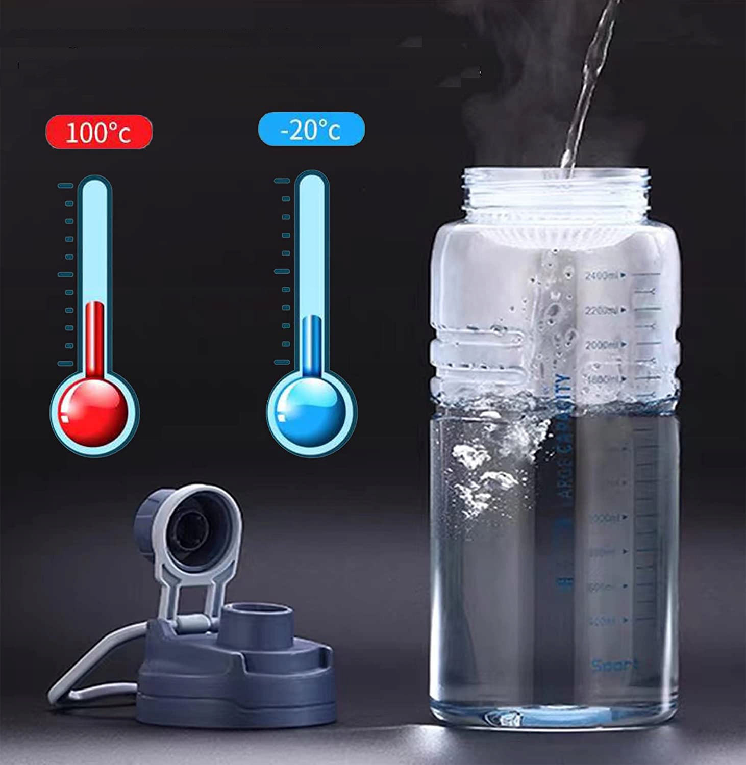 Bidon Butelka Na Wodę Water Jug 1.5L przenośny Kolor dominujący odcienie niebieskiego