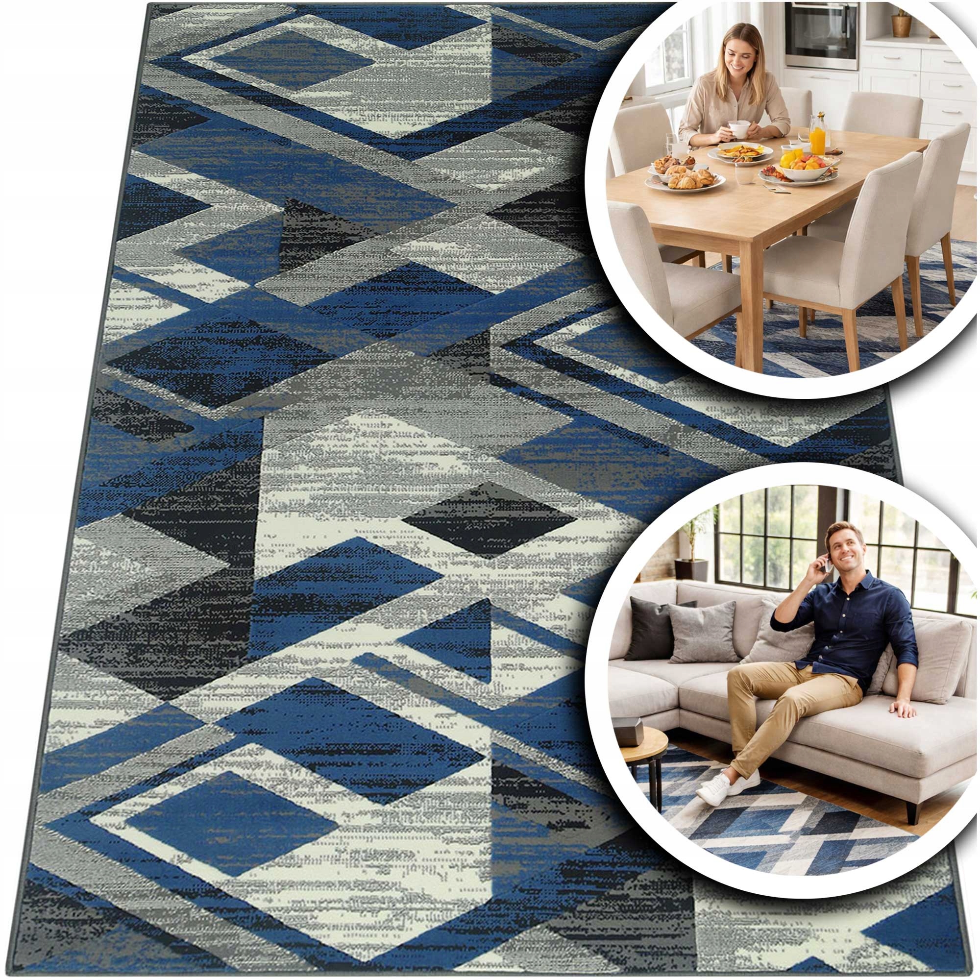 Modrý Koberec Do Obývacího Pokoje Venezia Šedý Koberec Do Ložnice Nízký 60x110